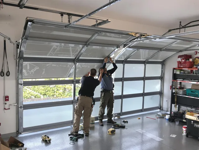 Hinesville Garage Door Repair expert performing precise panel replacement on Hinesville garage door
